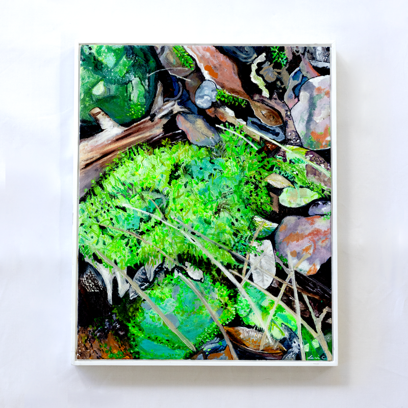 Mixed media piece with organic textures and layered colour