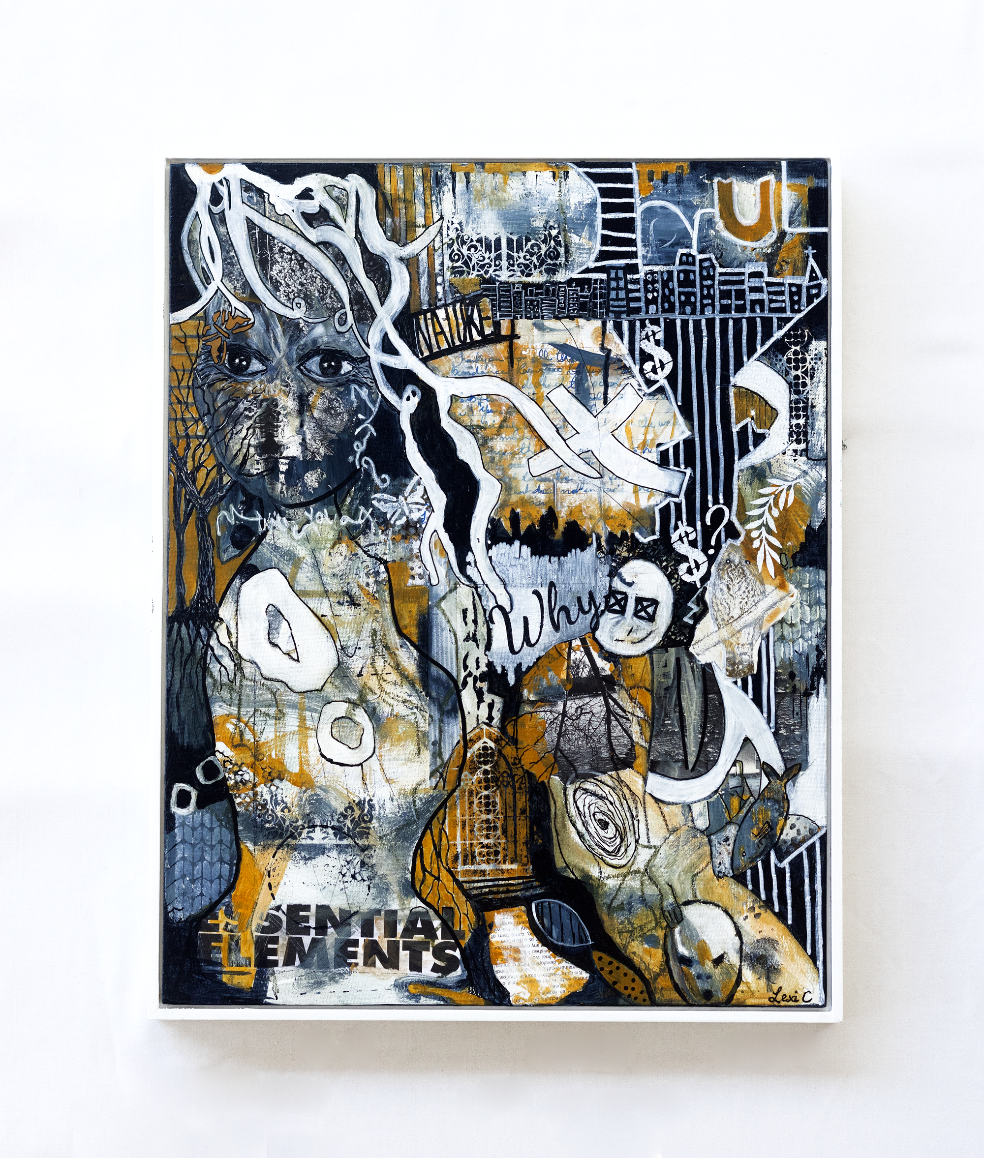 Tell Me Why? - Mixed media collage and acrylic paint